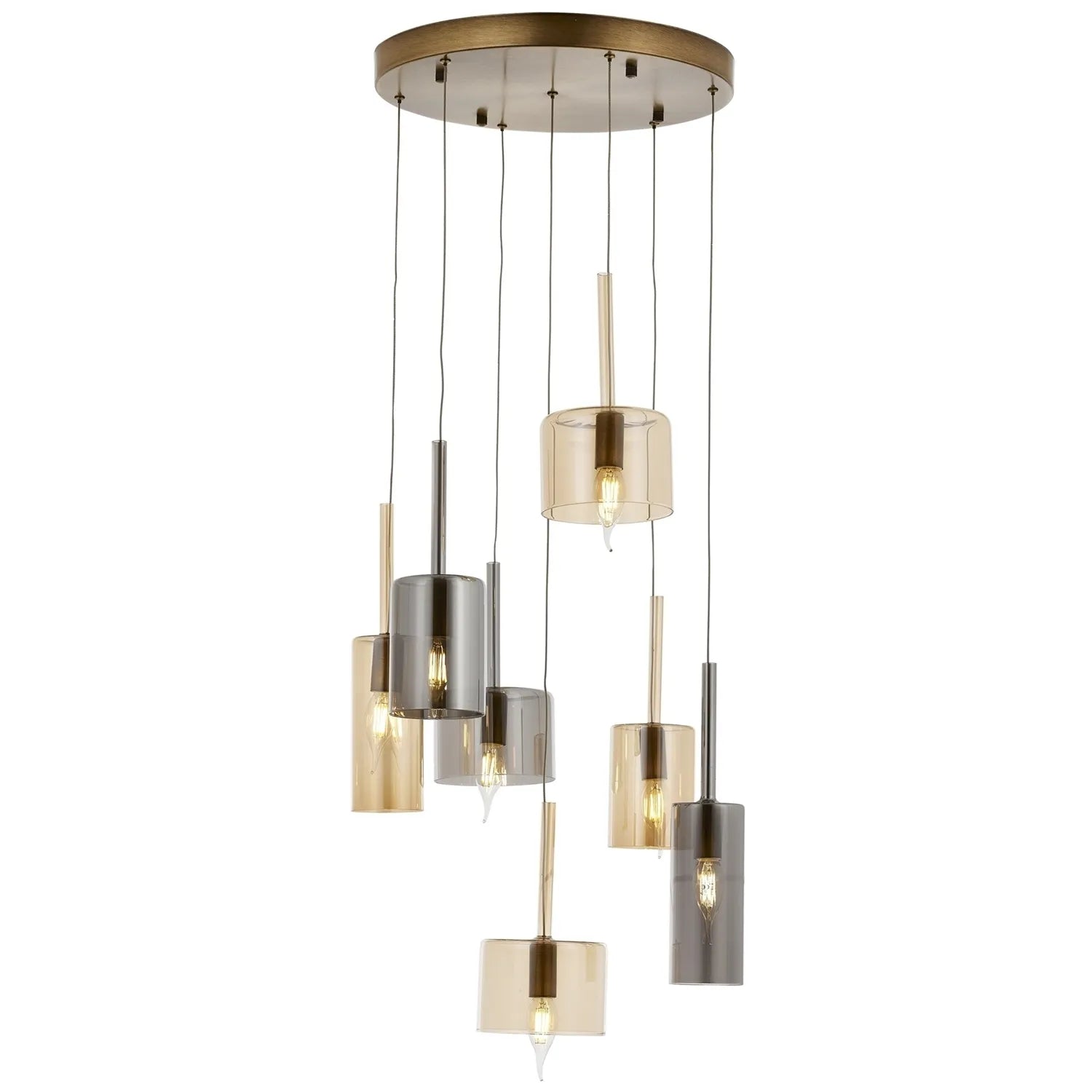AVONNI AV-60043-7ET-BF Eskitme Kaplama Modern Avize, E14, Metal, Cam, Kristal, 45cm