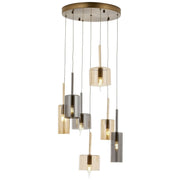 AVONNI AV-60043-7ET-BF Eskitme Kaplama Modern Avize, E14, Metal, Cam, Kristal, 45cm