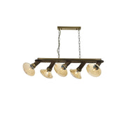 AVONNI AV-60051-5EY Eskitme Kaplama Modern Avize, E14, Metal, Ahşap, Cam, 90x27cm