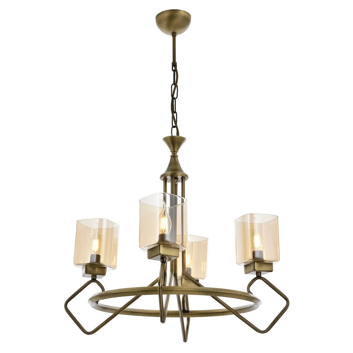 AVONNI AV-60135-4E Eskitme Kaplama Modern Avize, E14, Metal, Cam, 60cm