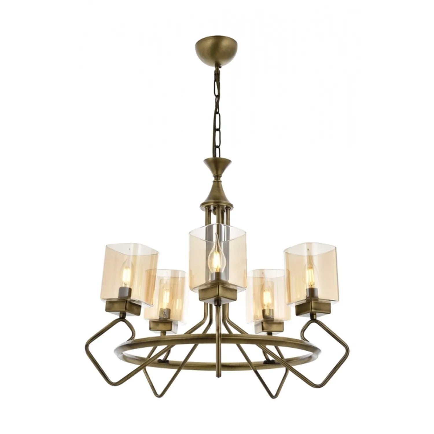 AVONNI AV-60135-5E Eskitme Kaplama Modern Avize, E14, Metal, Cam, 60cm