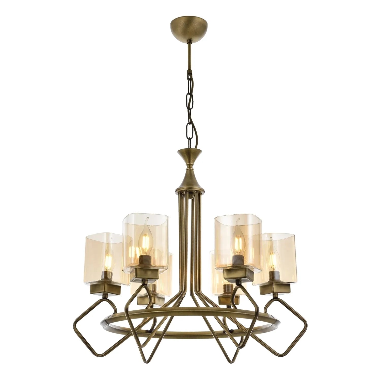 AVONNI AV-60135-6E Eskitme Kaplama Modern Avize, E14, Metal, Cam, 60cm