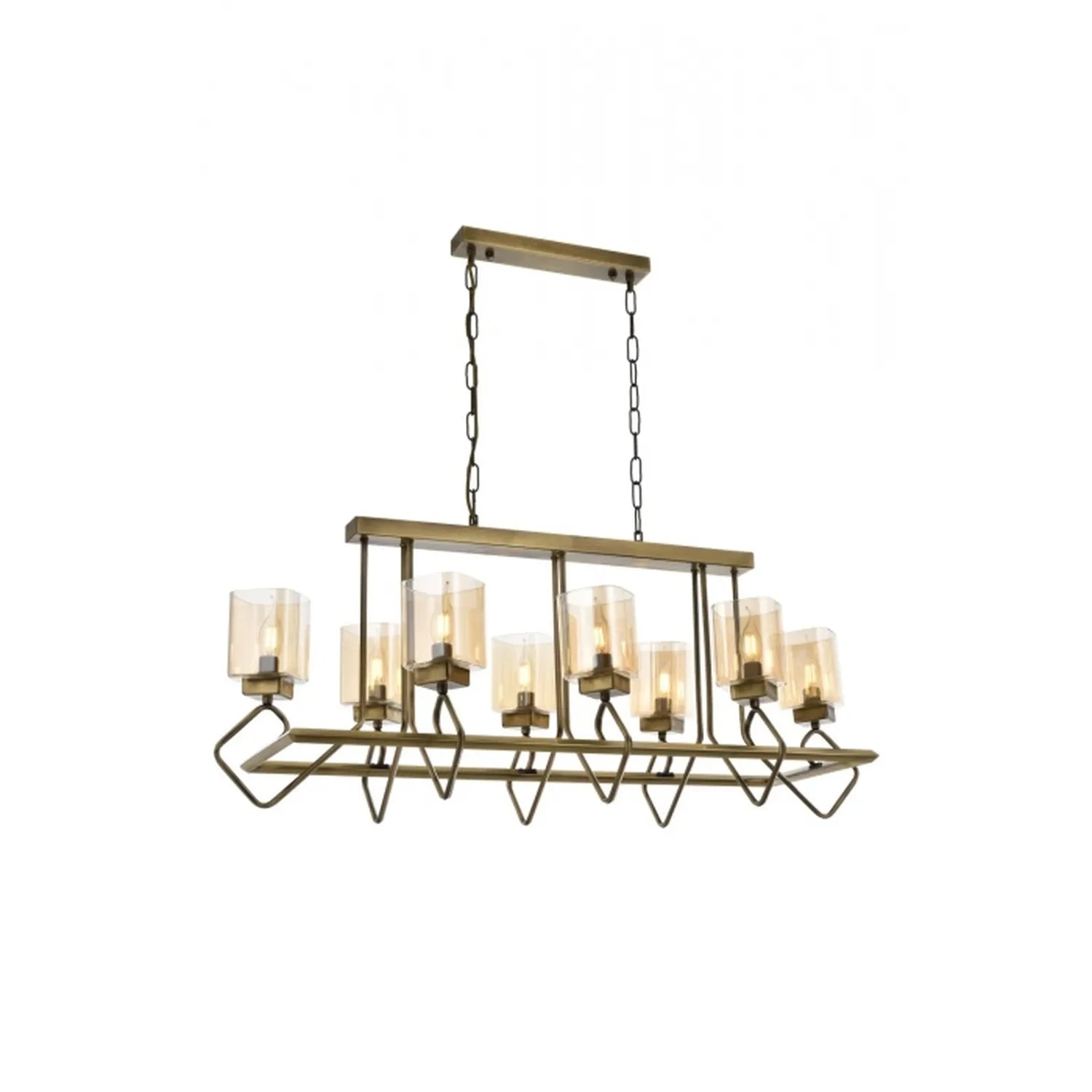 AVONNI AV-60135-8E-YM Eskitme Kaplama Modern Avize, E14, Metal, Cam, 110x40cm