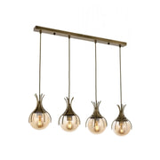 AVONNI AV-60161-4EY Eskitme Kaplama Modern Avize, E27, Metal, Cam, 70x13cm