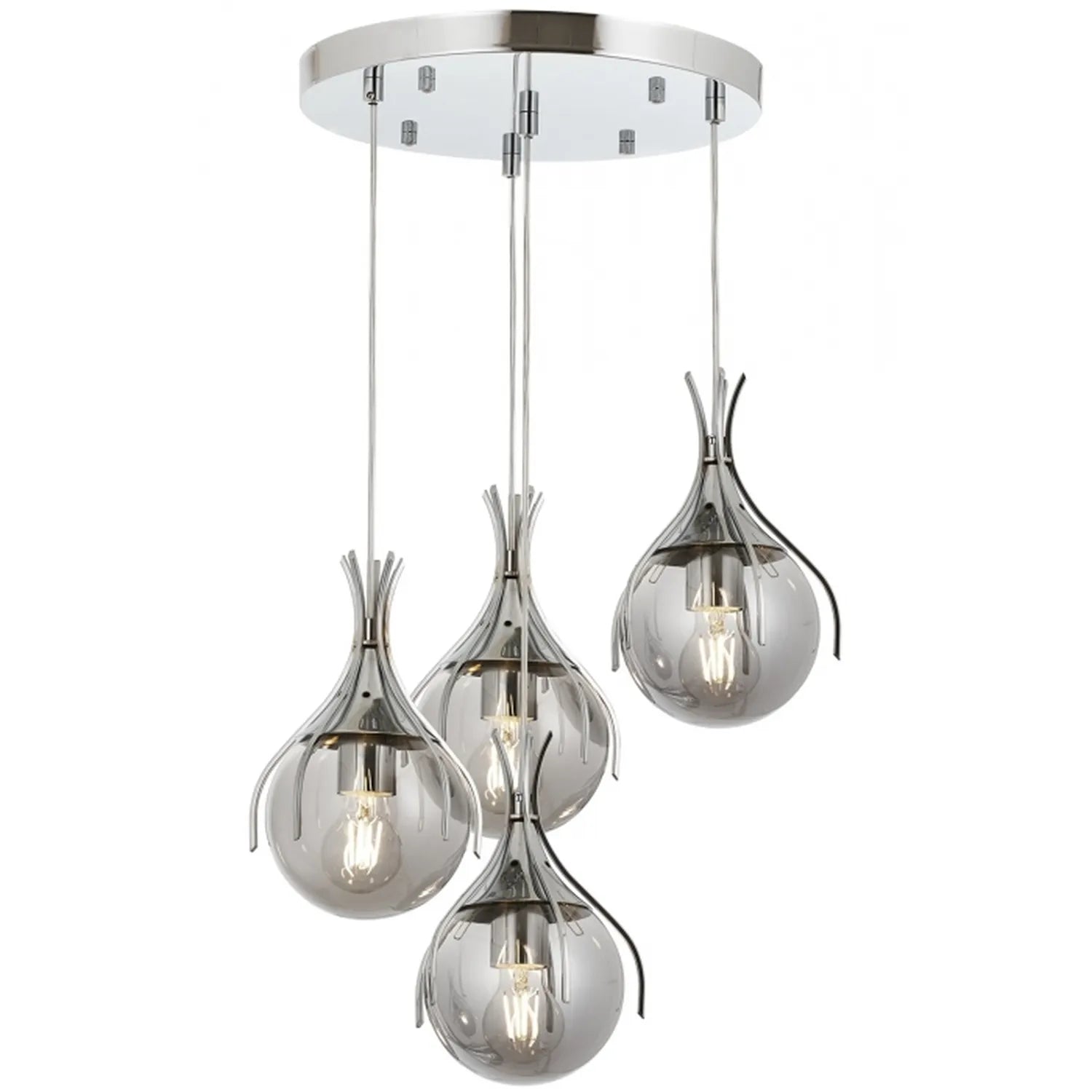 AVONNI AV-60161-4KT Krom Kaplama Modern Avize, E27, Metal, Cam, 40cm