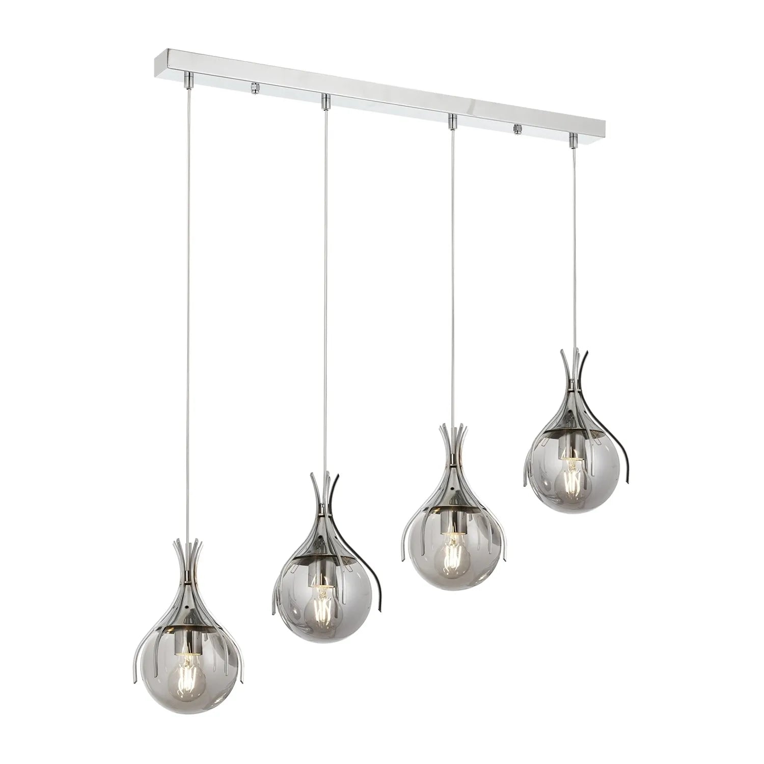 AVONNI AV-60161-4KY Krom Kaplama Modern Avize, E27, Metal, Cam, 70x13cm