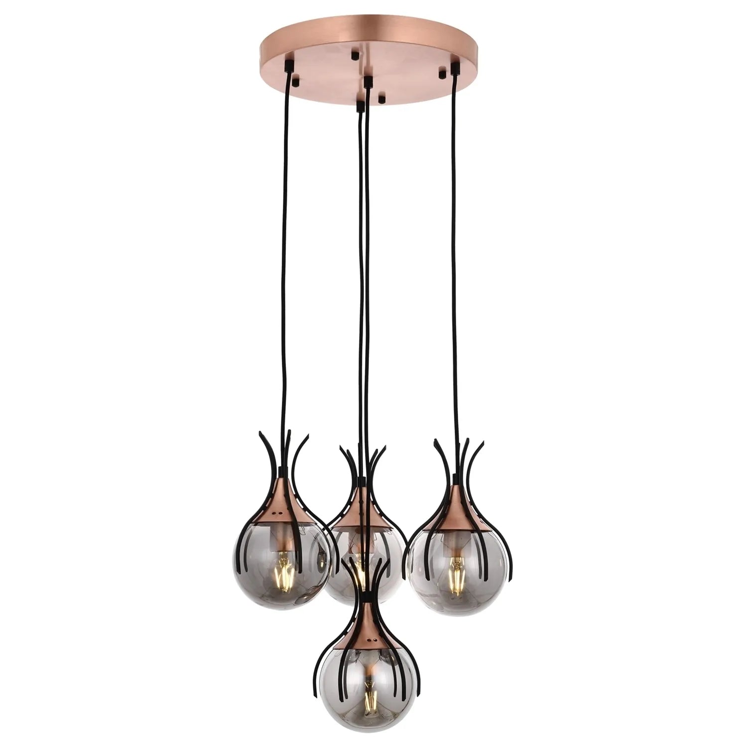 AVONNI AV-60161-4T-BSY Siyah Boyalı Modern Avize, E27, Metal, Cam, 40cm