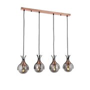 AVONNI AV-60161-4Y-BSY Siyah Boyalı Modern Avize, E27, Metal, Cam, 70x13cm
