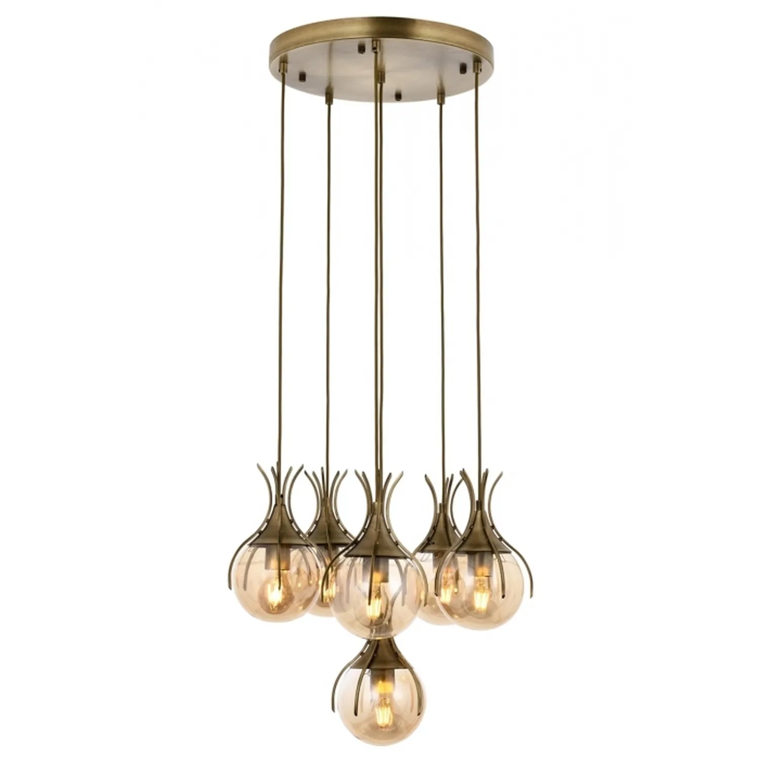 AVONNI AV-60161-6ET Eskitme Kaplama Modern Avize, E27, Metal, Cam, 50cm