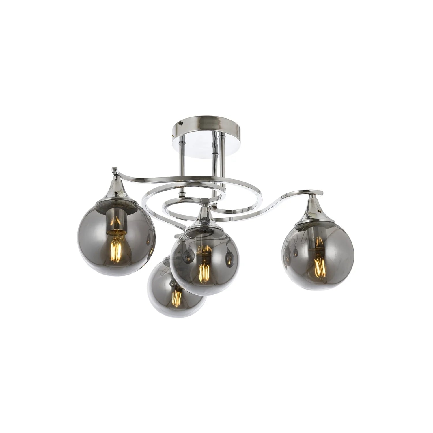AVONNI AV-60156-4K Krom Kaplama Modern Avize, E27, Metal, Cam, 55cm