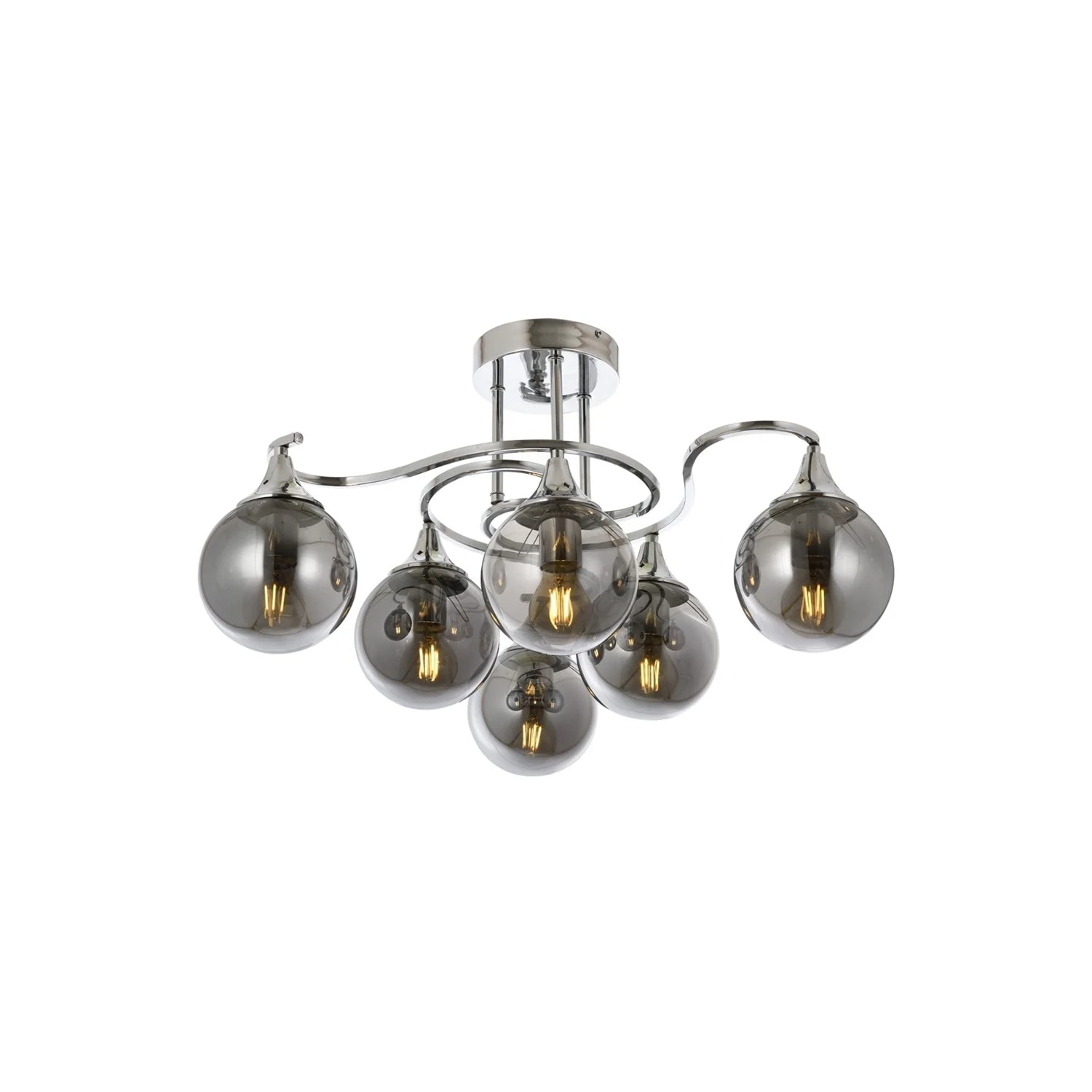 AVONNI AV-60156-6K Krom Kaplama Modern Avize, E27, Metal, Cam, 60cm