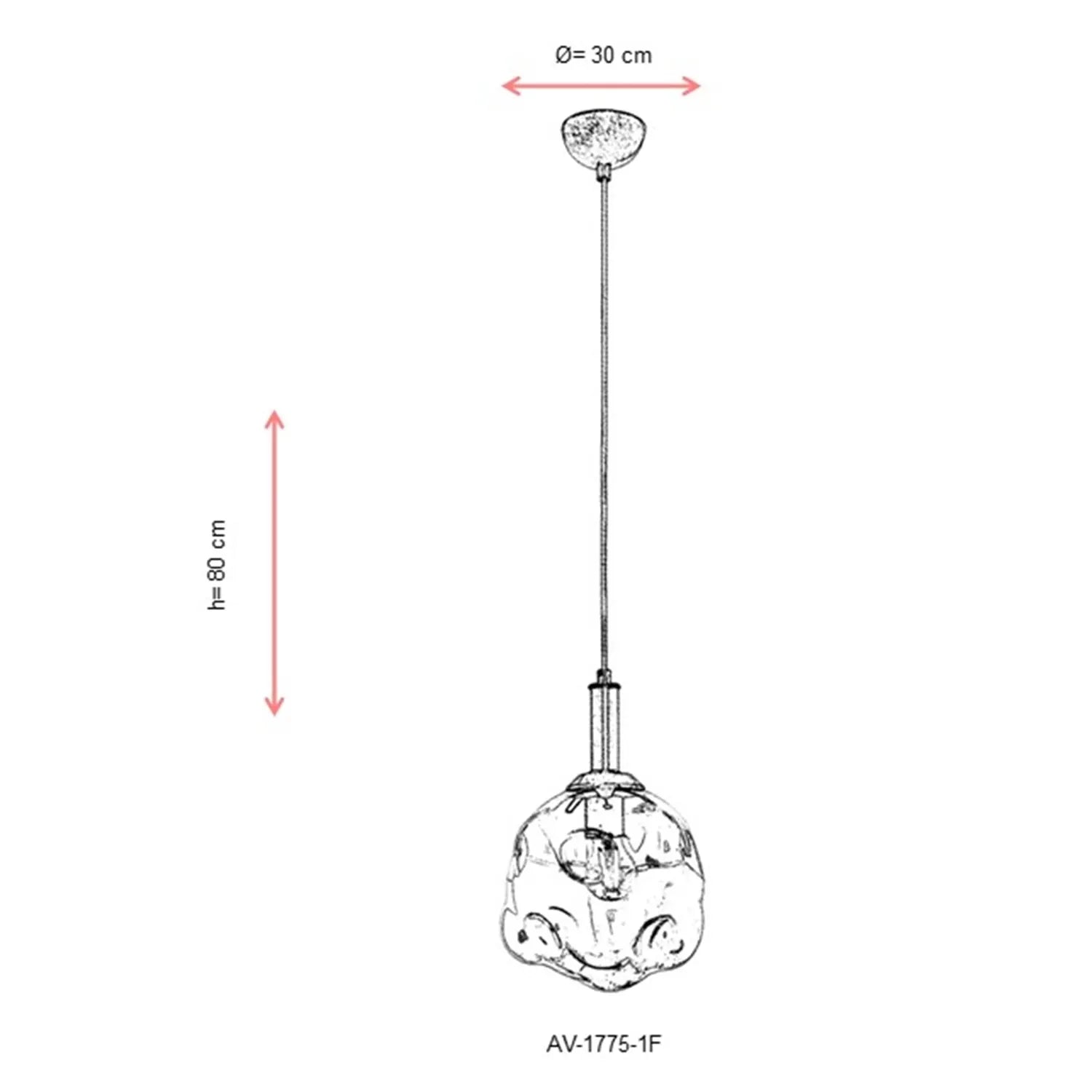 AVONNI AV-60210-1F Eskitme Kaplama Modern Avize, E27, Metal, Cam, 30cm