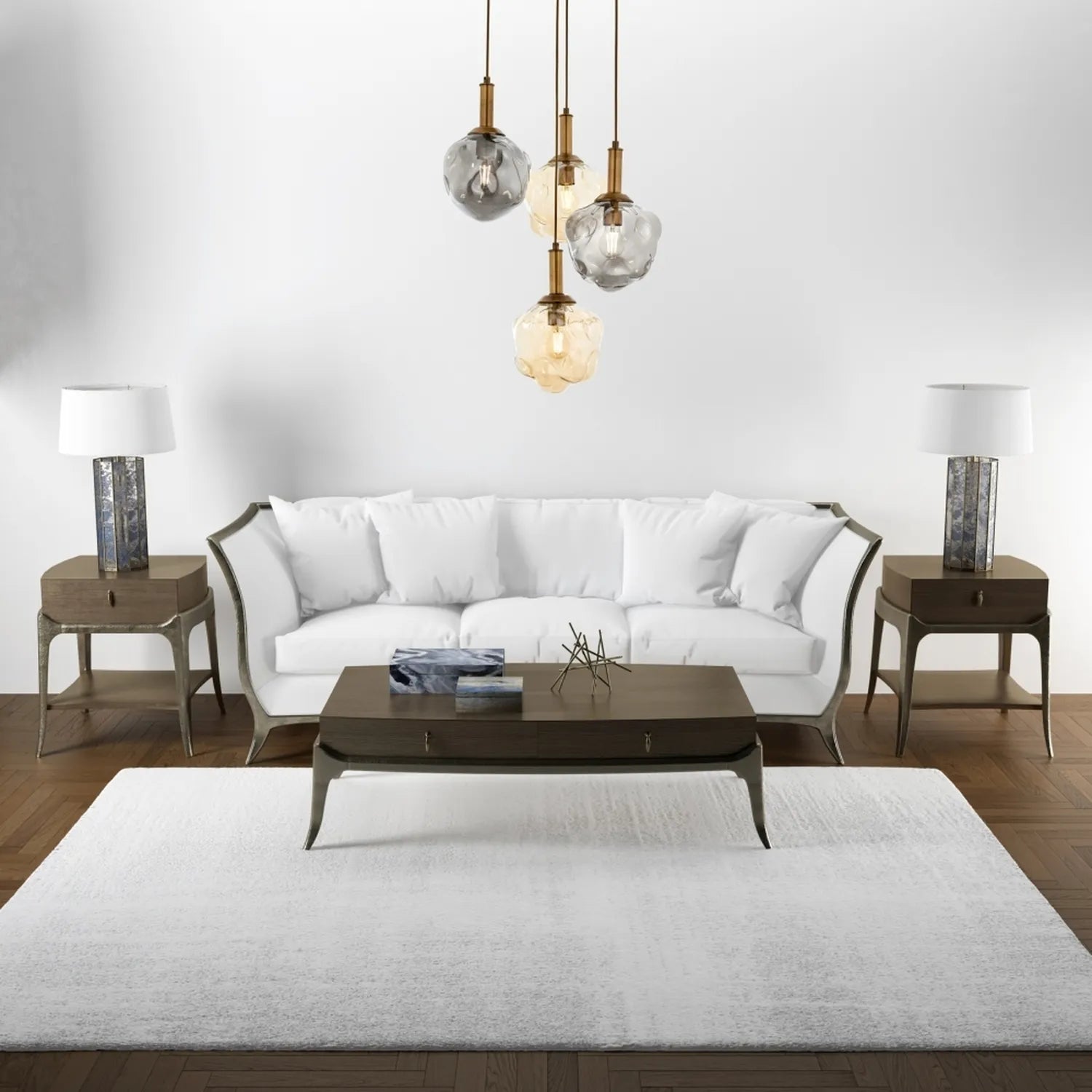 AVONNI AV-60210-4ET Eskitme Kaplama Modern Avize, E27, Metal, Cam, 40cm