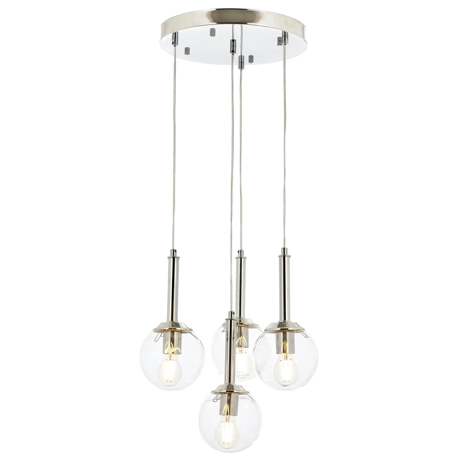 AVONNI AV-60216-4KT Krom Kaplama Modern Avize, E27, Metal, Cam, 40cm