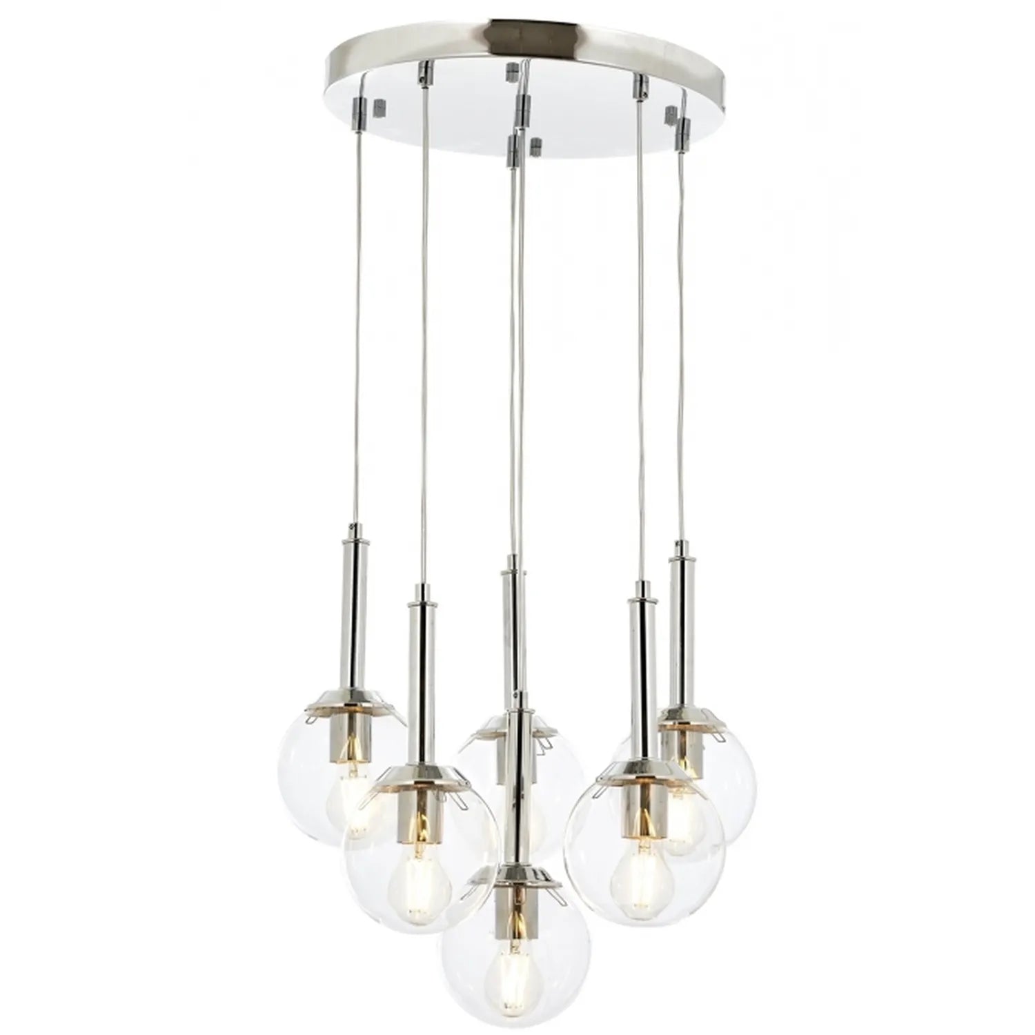 AVONNI AV-60216-6KT Krom Kaplama Modern Avize, E27, Metal, Cam, 50cm