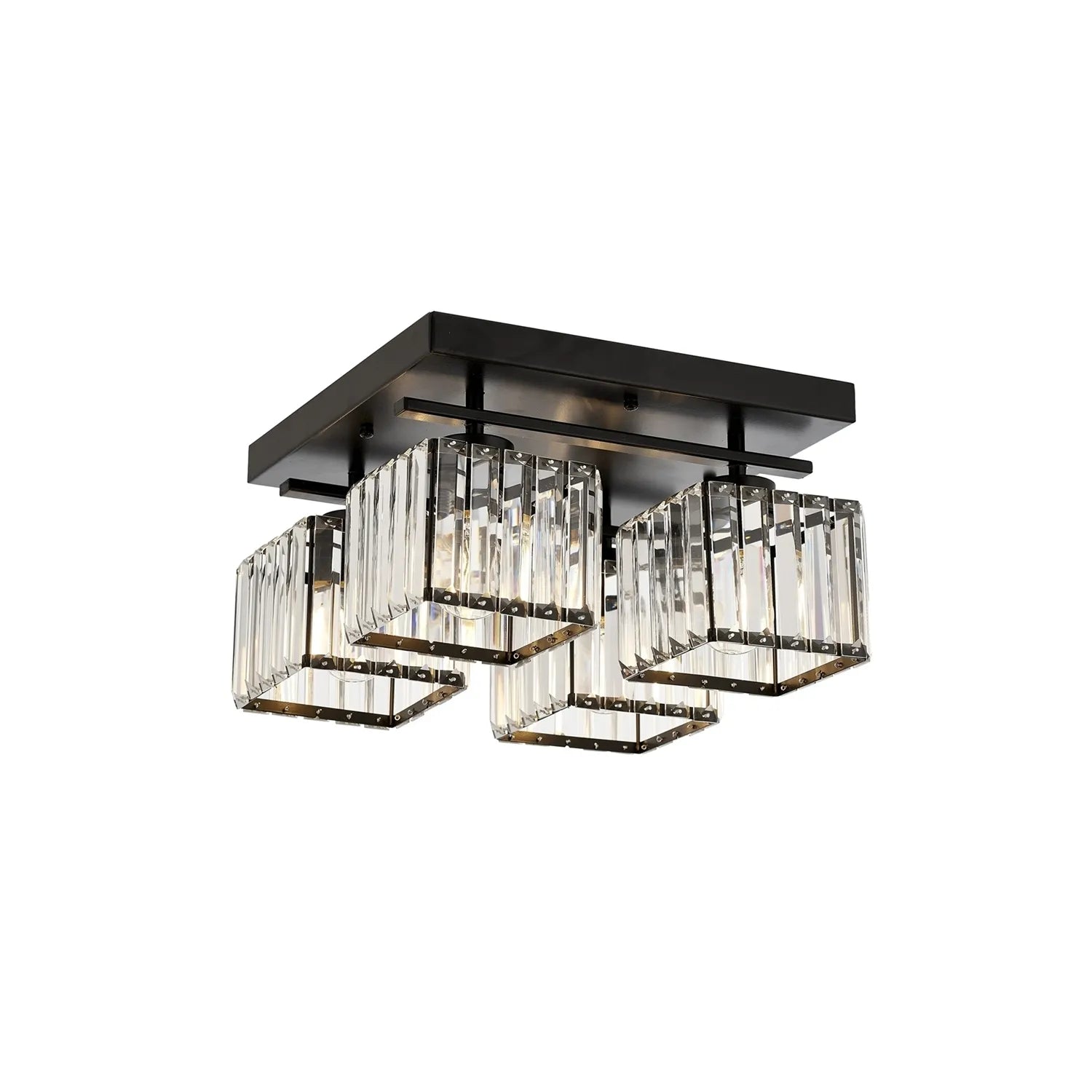 AVONNI AV-60230-4BSY Eskitme/Siyah Boyalı Modern Avize, E27, Metal, Kristal, 40x40cm