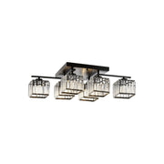 AVONNI AV-60230-6BSY Eskitme/Siyah Boyalı Modern Avize, E27, Metal, Kristal, 80x40cm