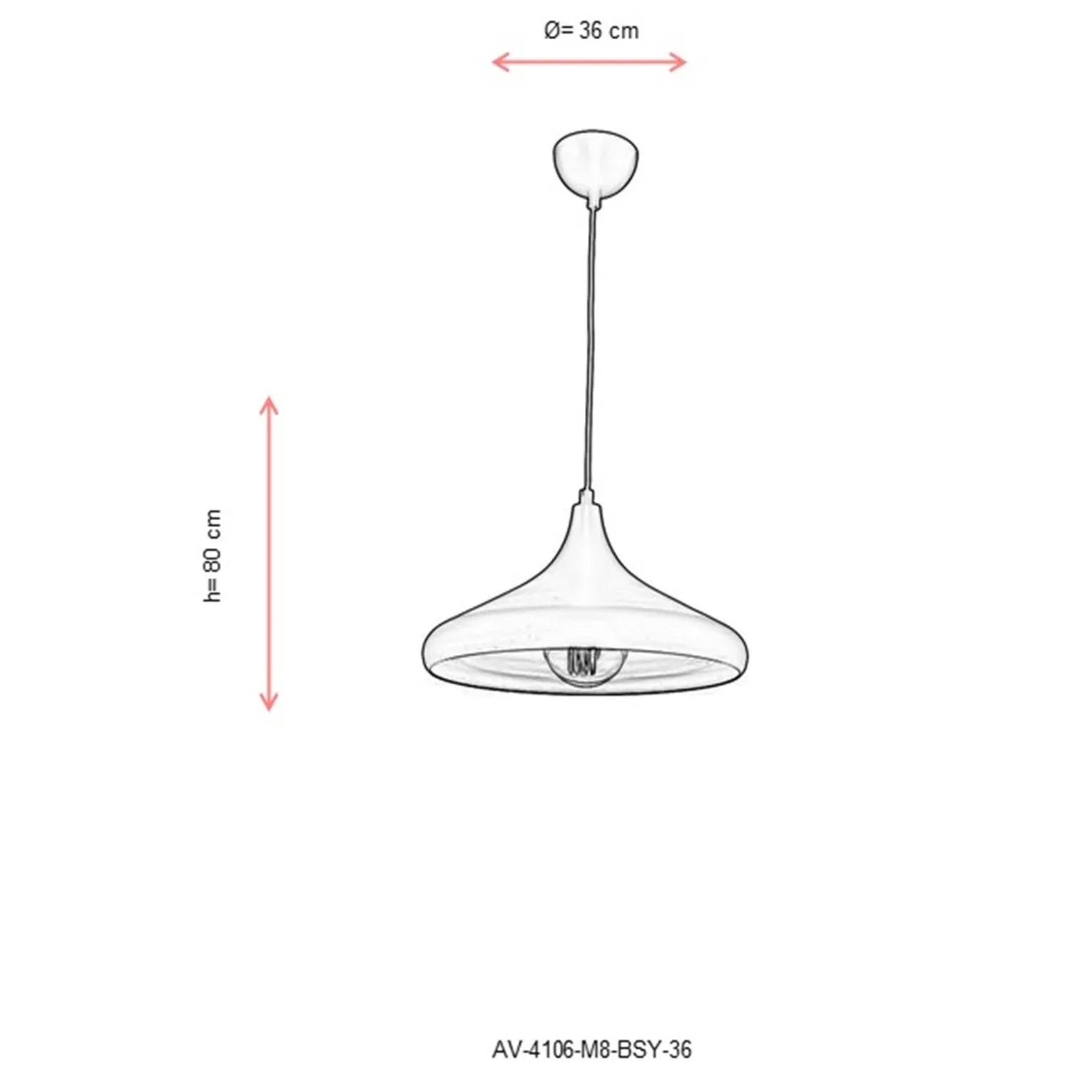 AVONNI AV-4106-M8-BSY-36 Siyah Boyalı Sarkıt, E27, Metal, 36cm