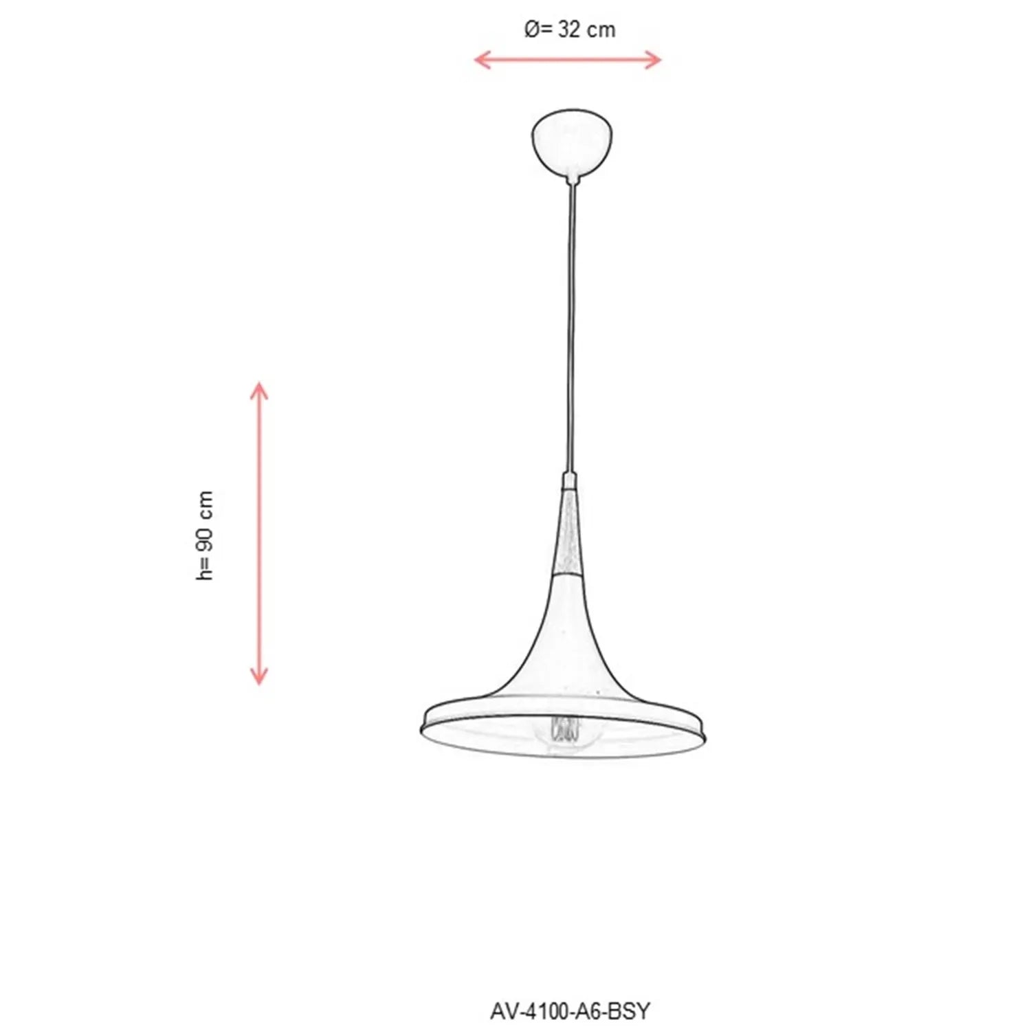 AVONNI AV-4100-A6-BSY Siyah Boyalı Sarkıt, E27, Metal, Ahşap, 32cm