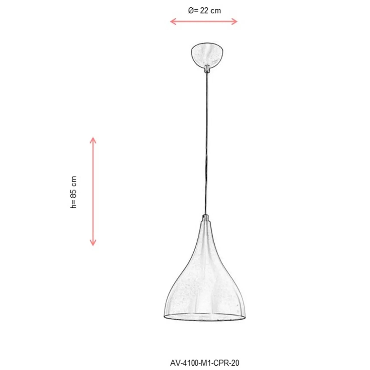 AVONNI AV-4100-M1-CPR-20 Bakır Kaplama Sarkıt, E27, Metal, 22cm