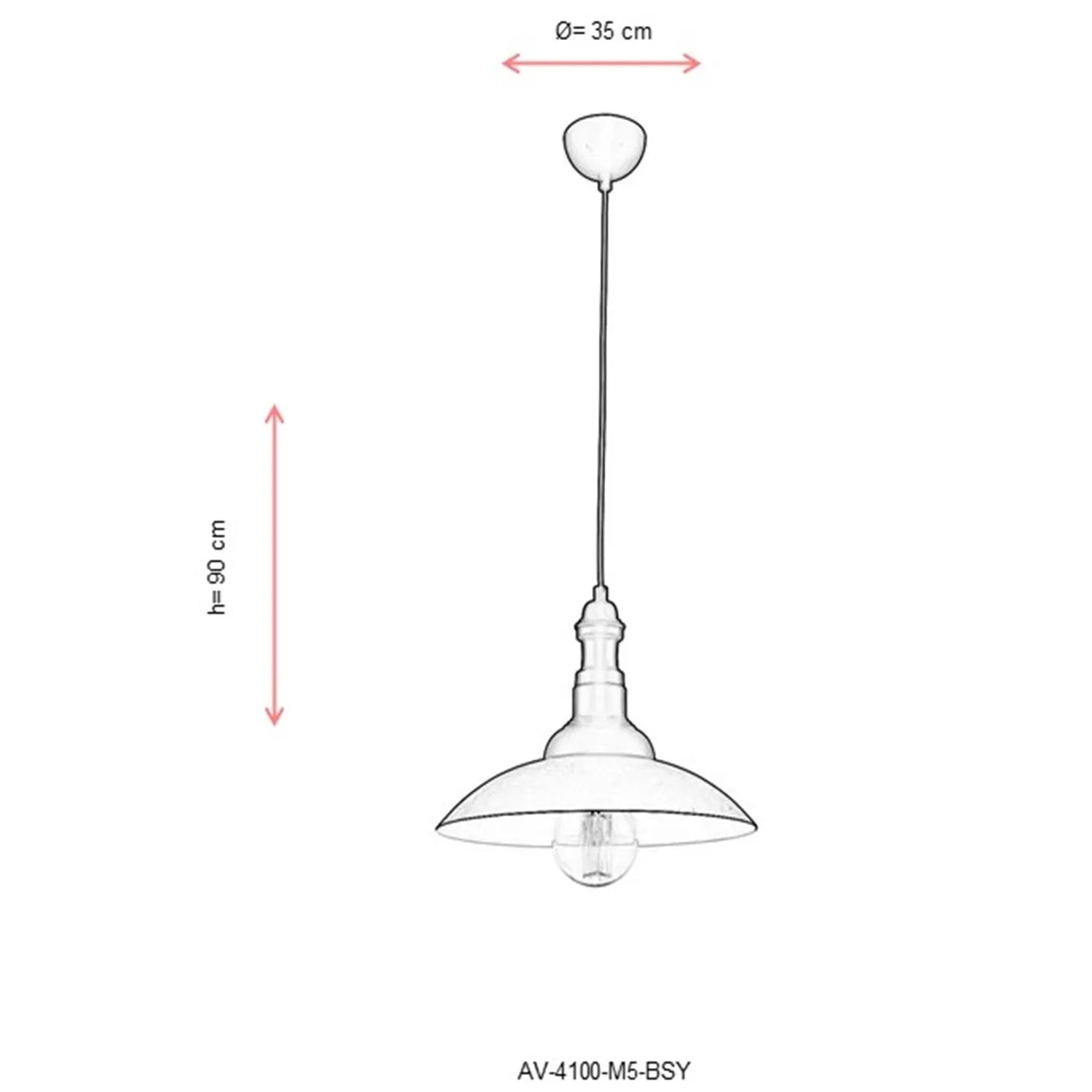 AVONNI AV-4100-M5-BSY Siyah Boyalı Sarkıt, E27, Metal, 35cm