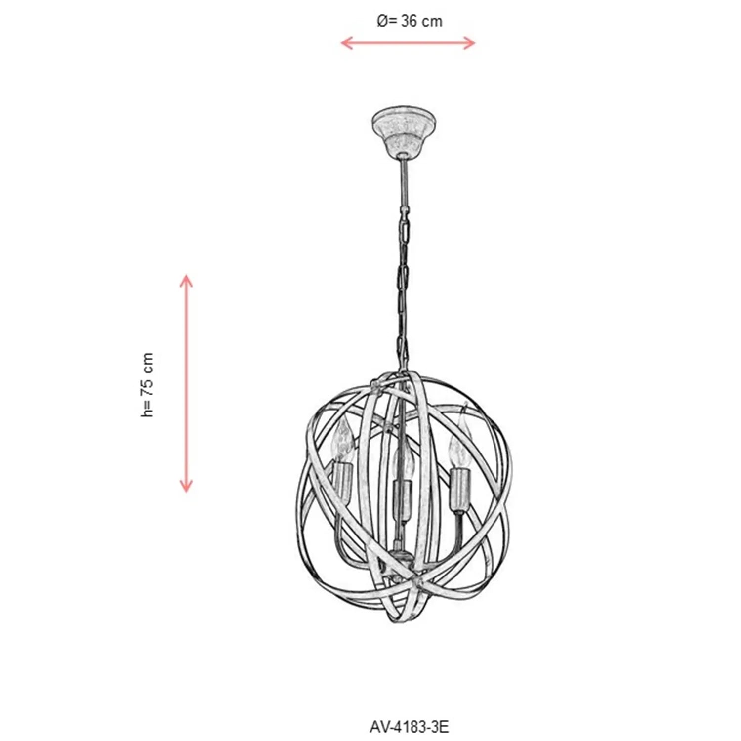 AVONNI AV-4183-3E Eskitme Kaplama Modern Avize, E14, Metal, 36cm