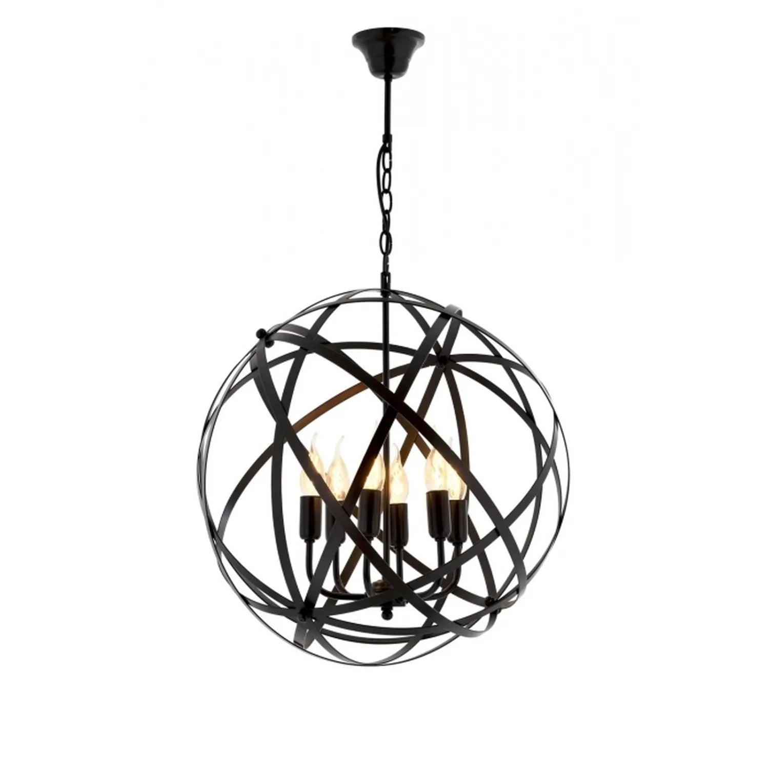AVONNI AV-4183-6BSY Siyah Boyalı Modern Avize, E14, Metal, 50cm