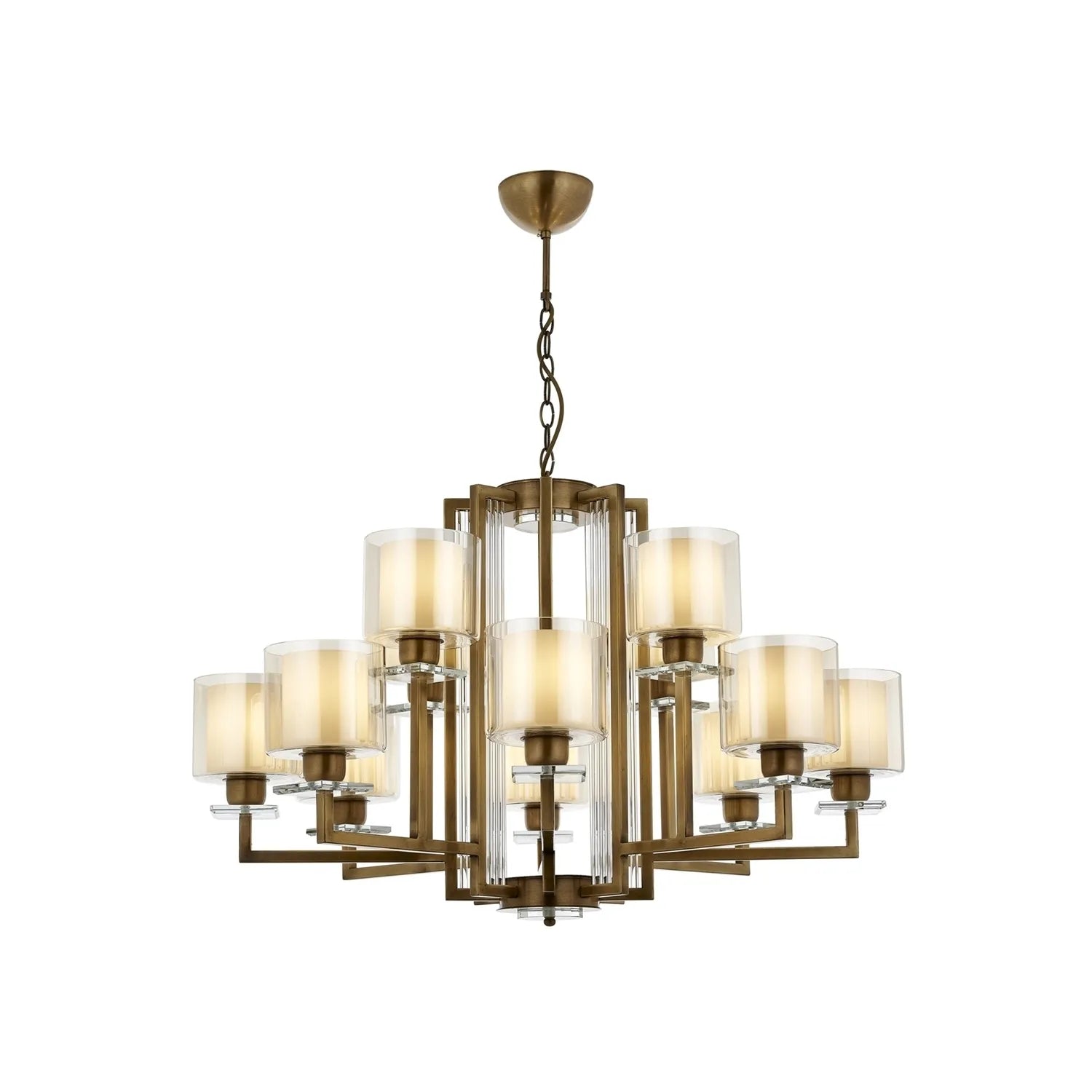 AVONNI AV-60190-12E Eskitme Kaplama Modern Avize, E27, Metal, Cam, 105cm