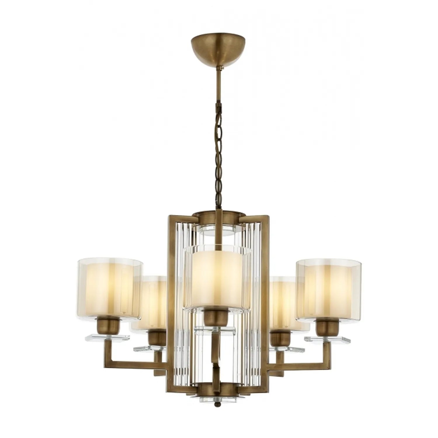 AVONNI AV-60190-5E Eskitme Kaplama Modern Avize, E27, Metal, Cam, 70cm