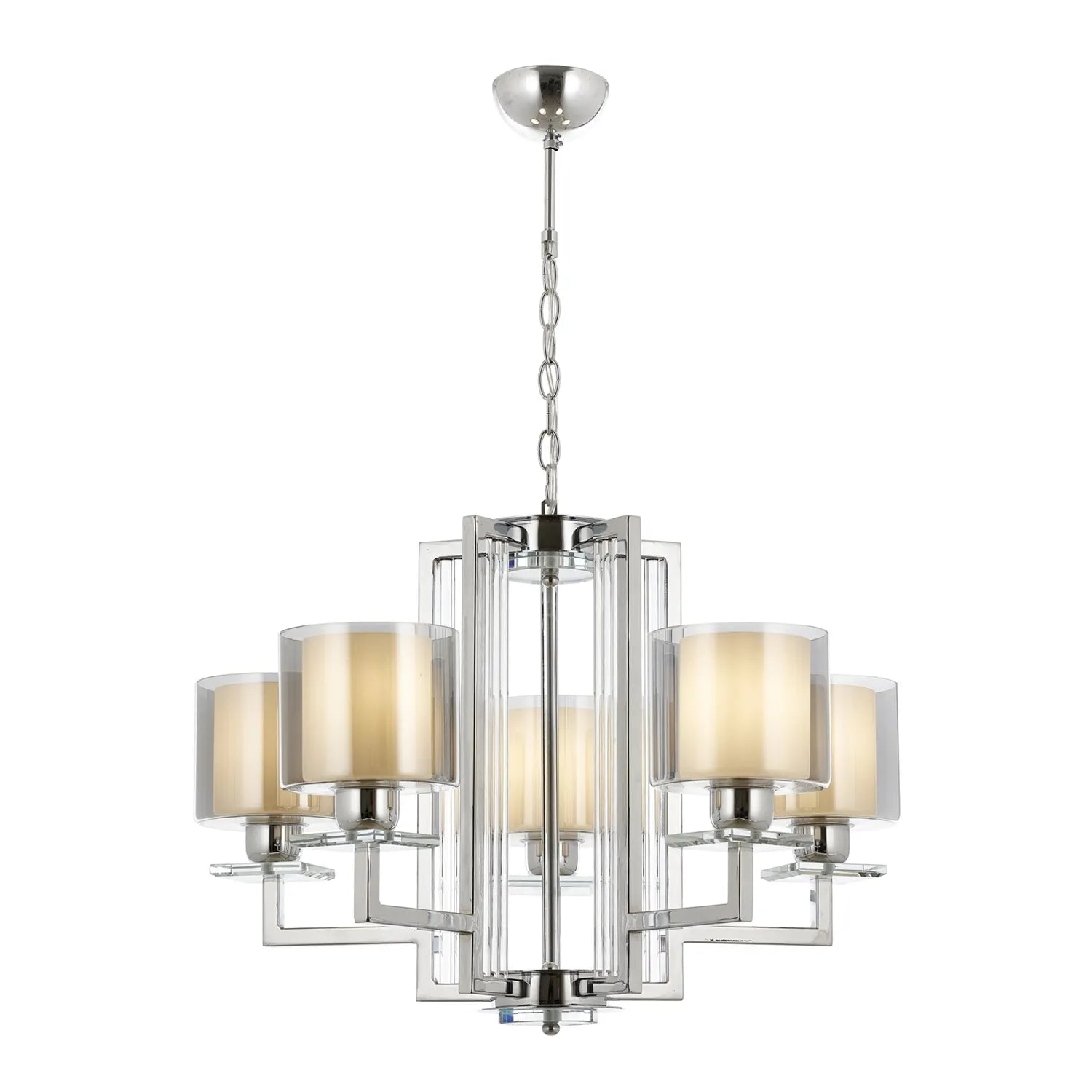 AVONNI AV-60190-5K Krom Kaplama Modern Avize, E27, Metal, Cam, 70cm