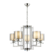 AVONNI AV-60190-5K Krom Kaplama Modern Avize, E27, Metal, Cam, 70cm