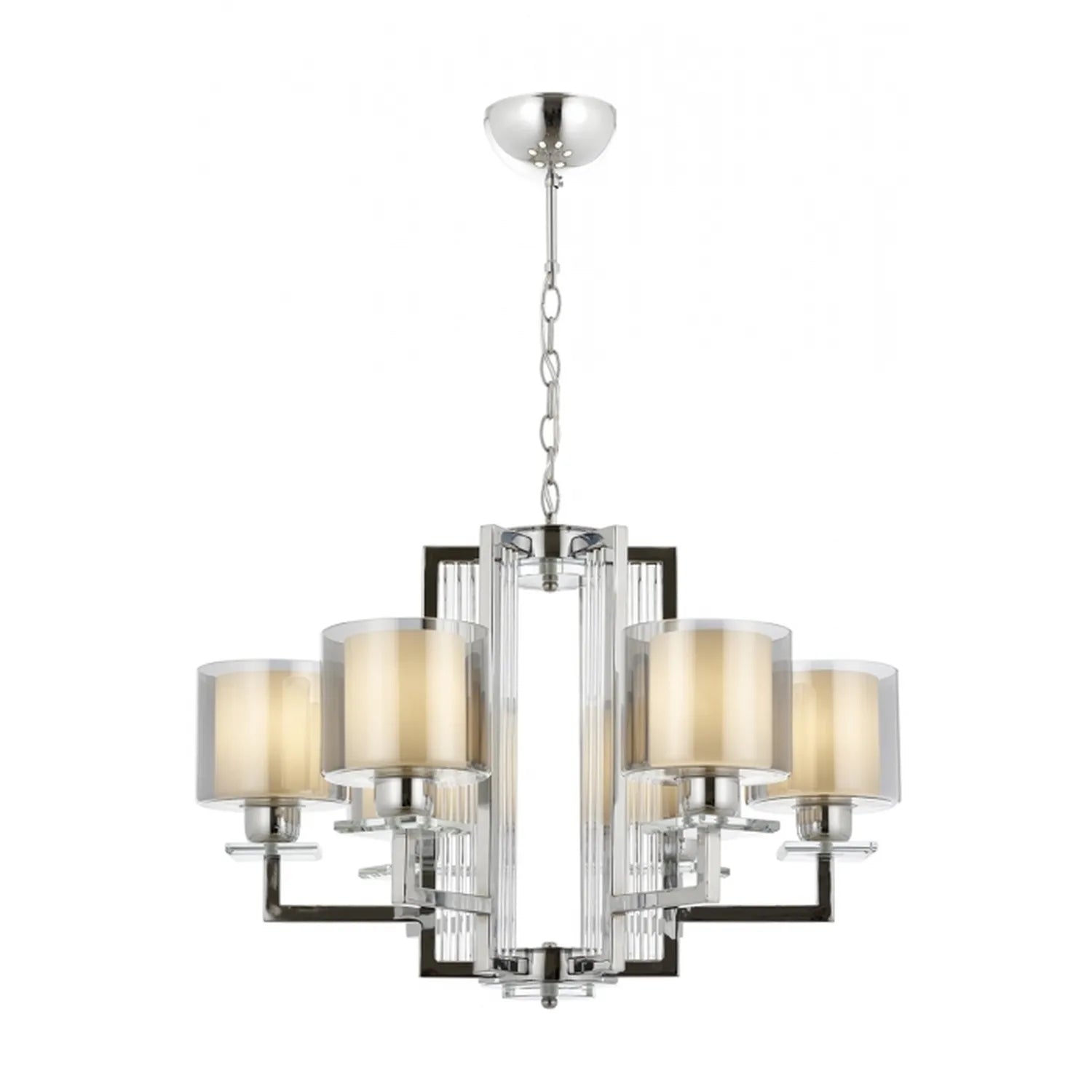 AVONNI AV-60190-6K Krom Kaplama Modern Avize, E27, Metal, Cam, 70cm