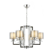 AVONNI AV-60190-6K Krom Kaplama Modern Avize, E27, Metal, Cam, 70cm