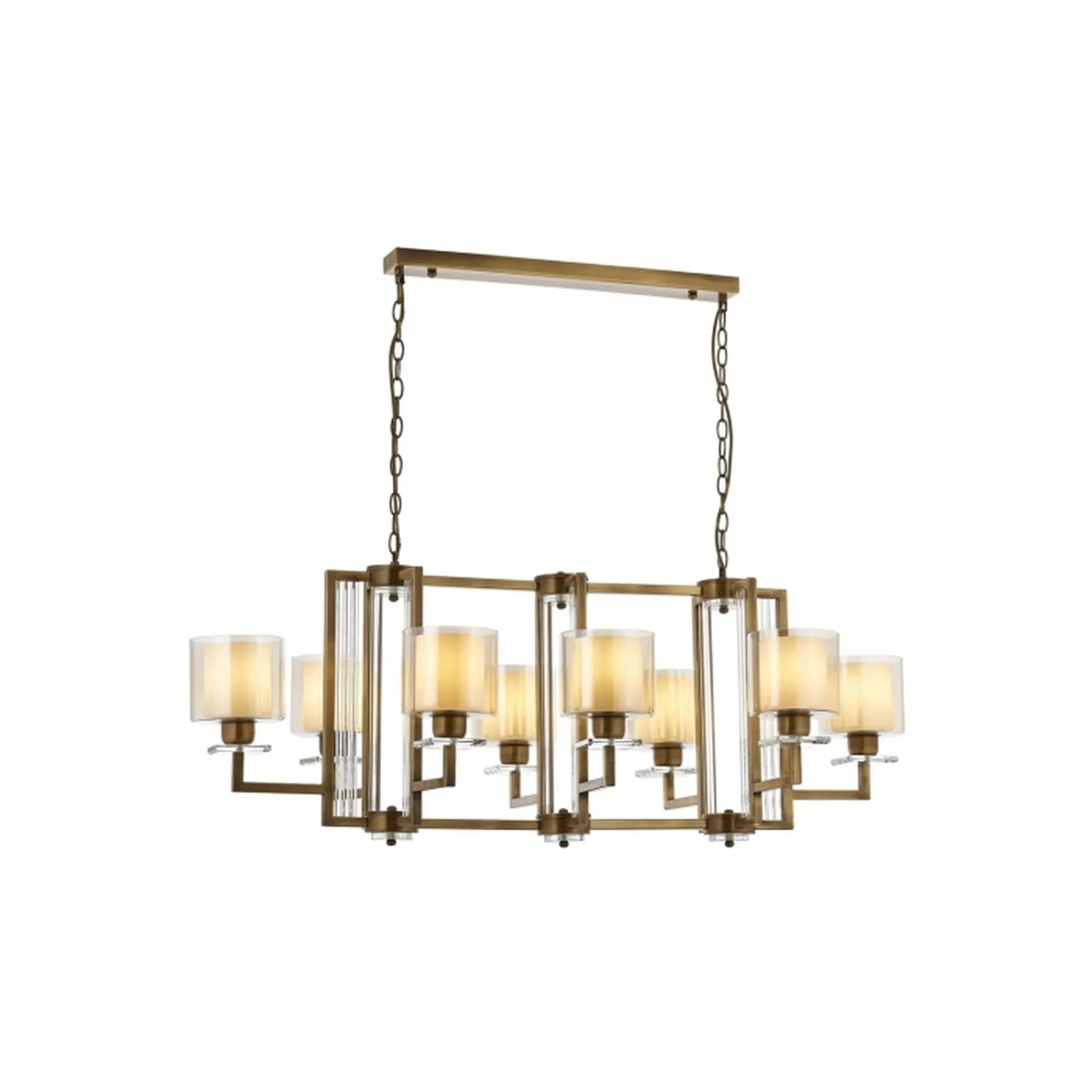 AVONNI AV-60190-8E-YM Eskitme Kaplama Modern Avize, E27, Metal, Cam, 110x60cm