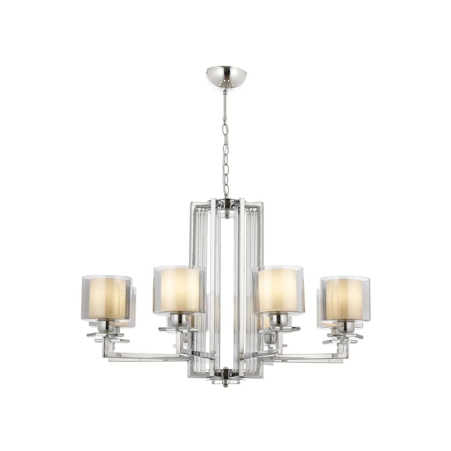 AVONNI AV-60190-8K Krom Kaplama Modern Avize, E27, Metal, Cam, 80cm