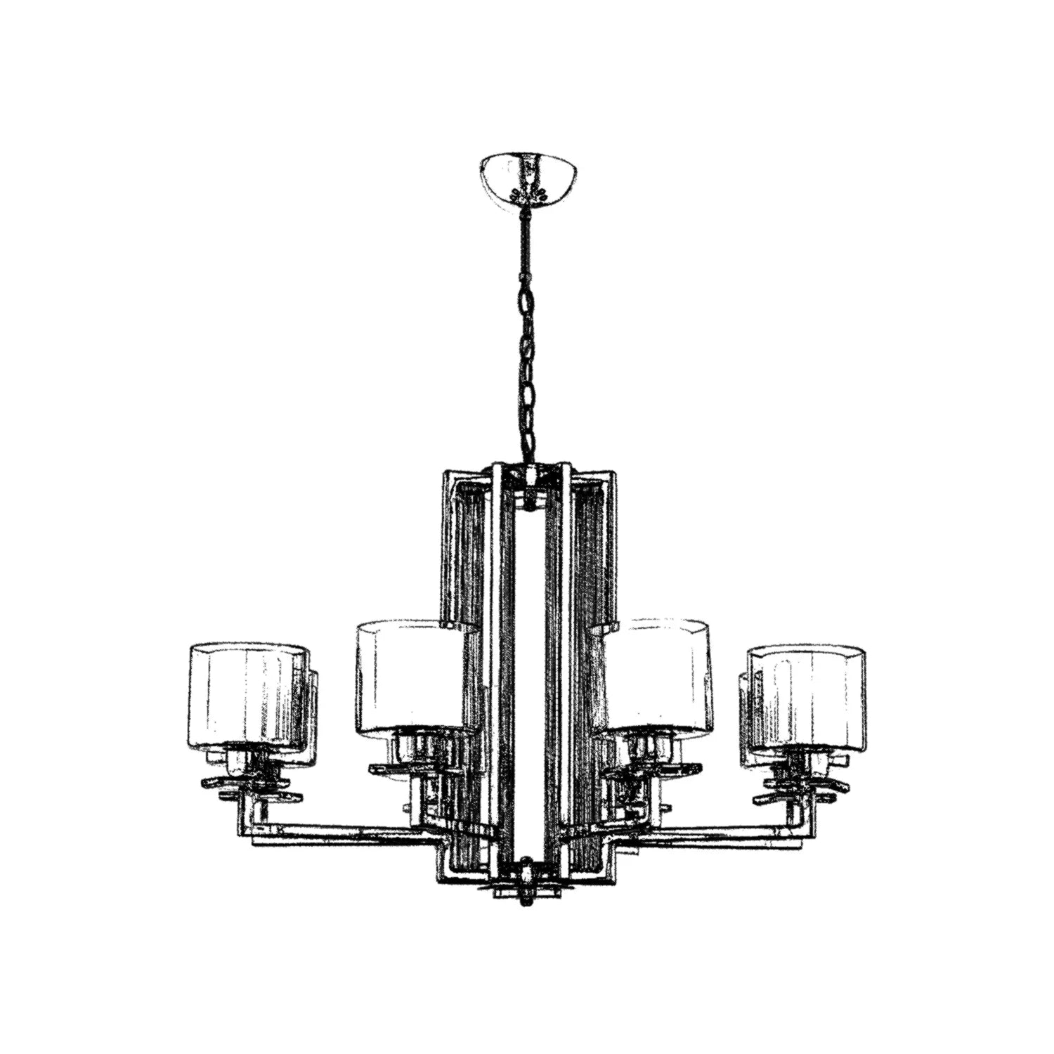 AVONNI AV-60190-8K Krom Kaplama Modern Avize, E27, Metal, Cam, 80cm