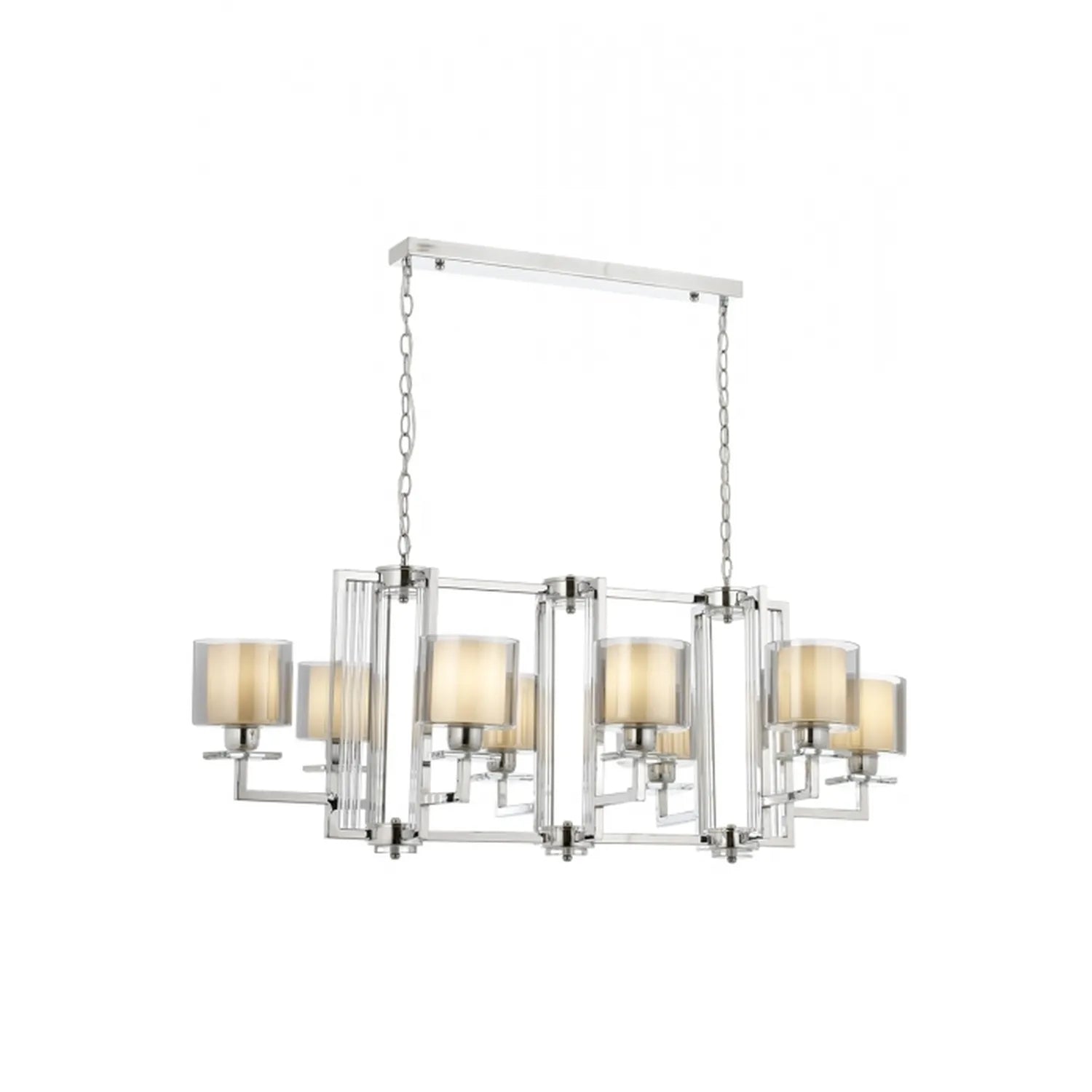 AVONNI AV-60190-8K-YM Krom Kaplama Modern Avize, E27, Metal, Cam, 110x60cm