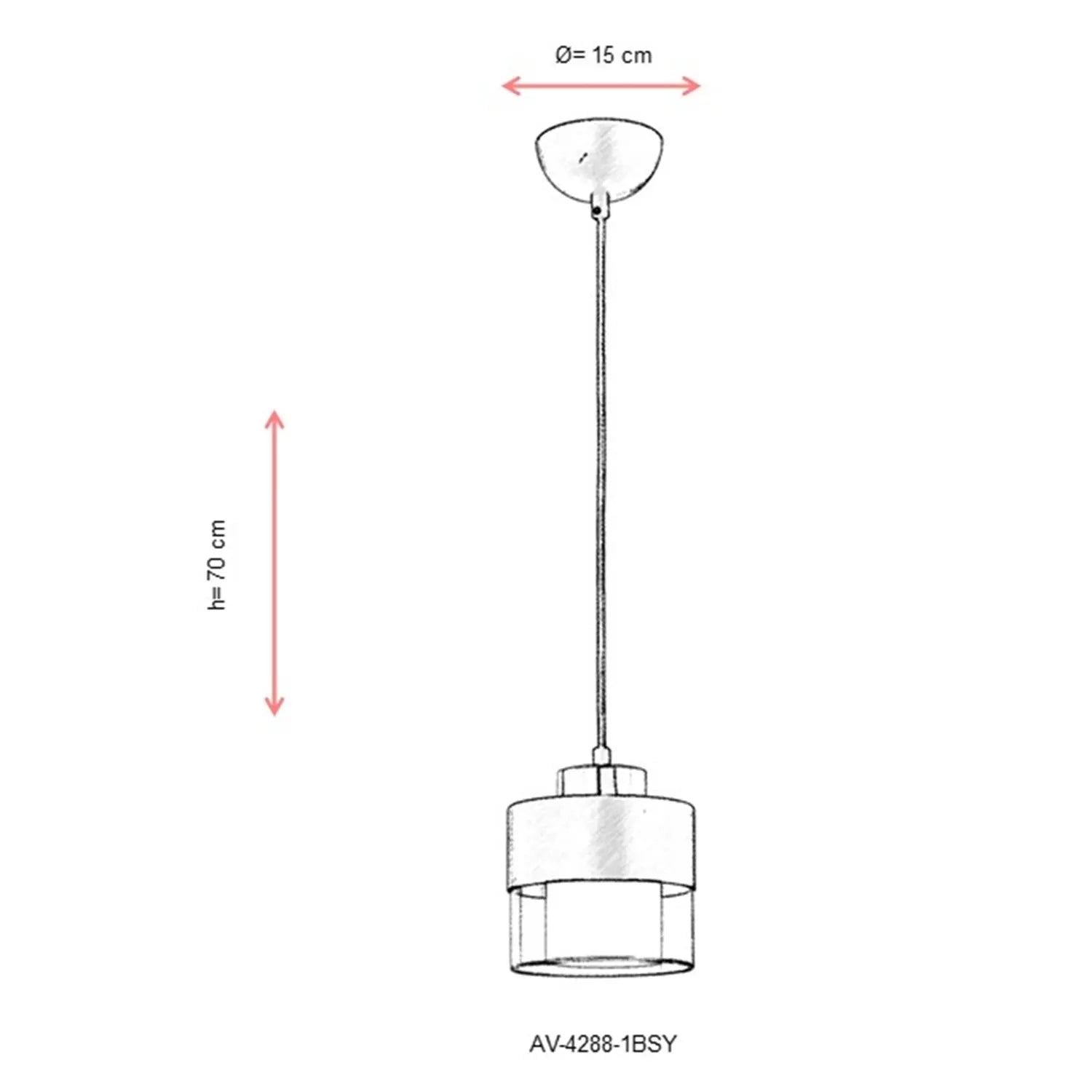 AVONNI AV-60193-1BSY Siyah Boyalı Modern Avize, E27, Metal, Cam, 15cm