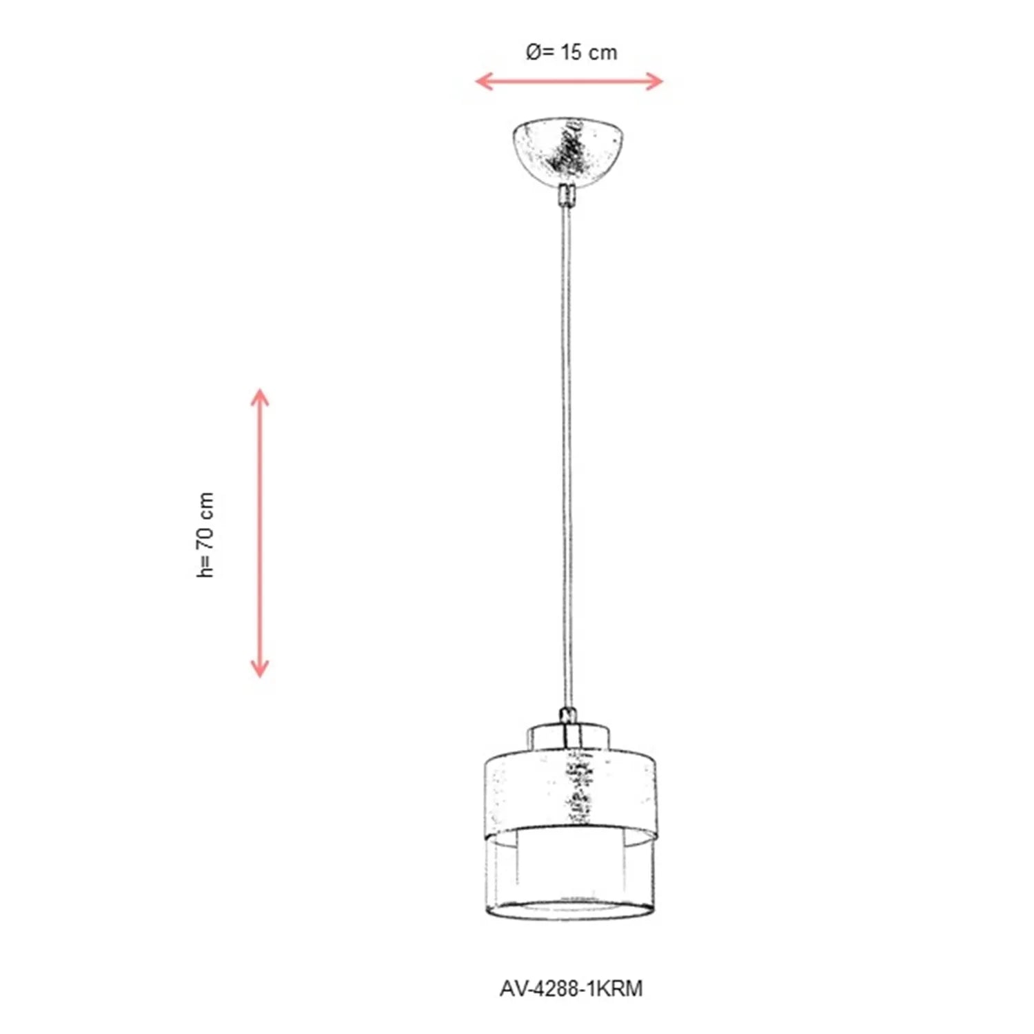 AVONNI AV-60193-1KRM Krem Boyalı Modern Avize, E27, Metal, Cam, 15cm