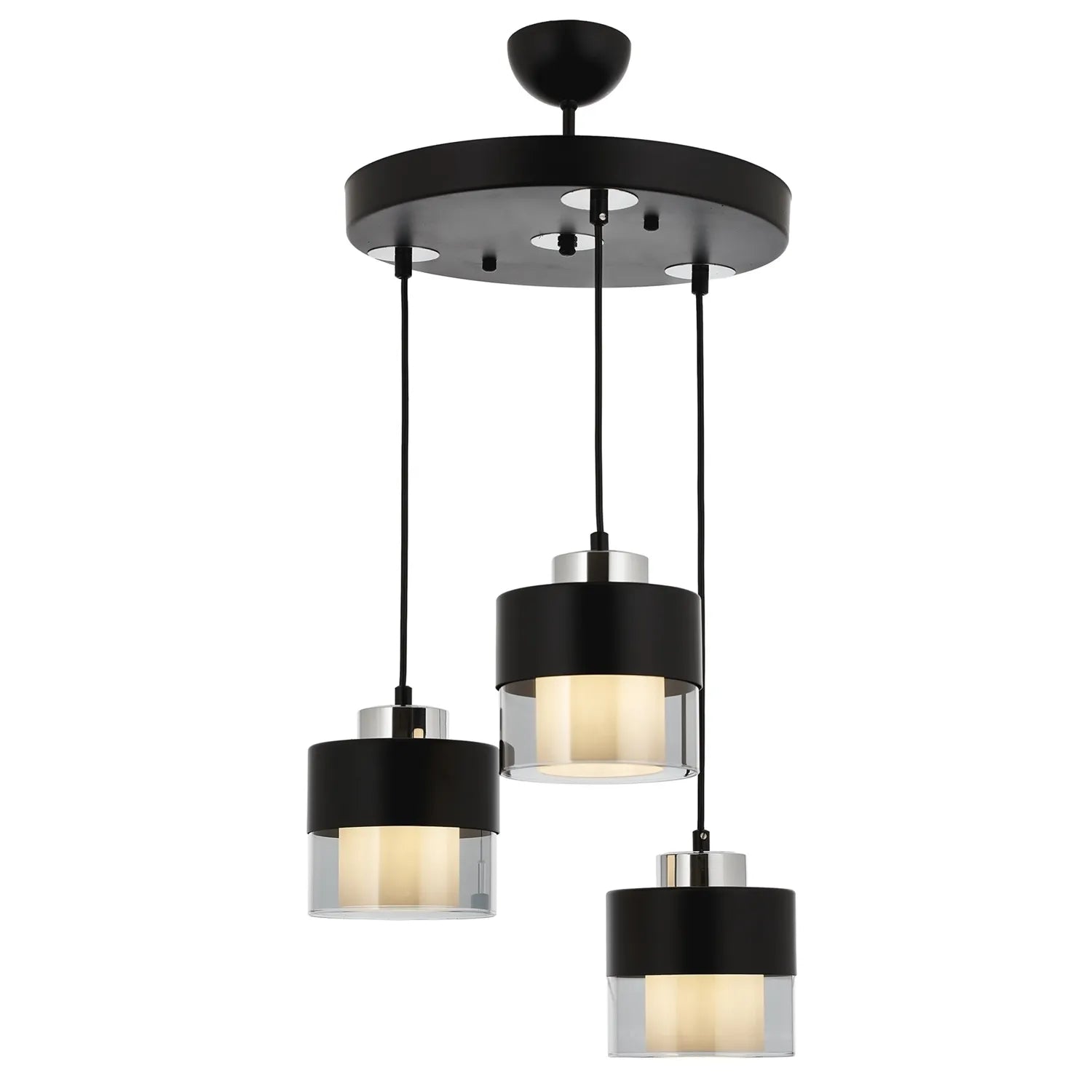 AVONNI AV-60193-3T-BSY Siyah Boyalı Modern Avize, E27, Metal, Cam, 40cm