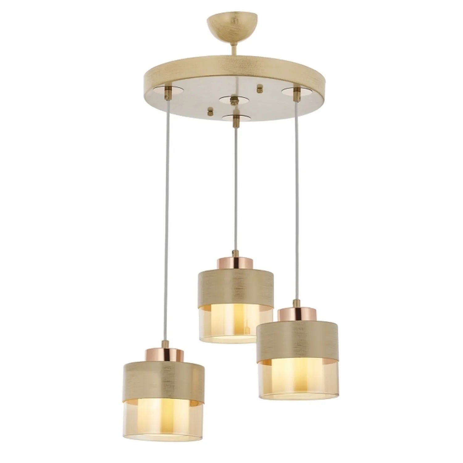 AVONNI AV-60193-3T-KRM Krem Boyalı Modern Avize, E27, Metal, Cam, 40cm
