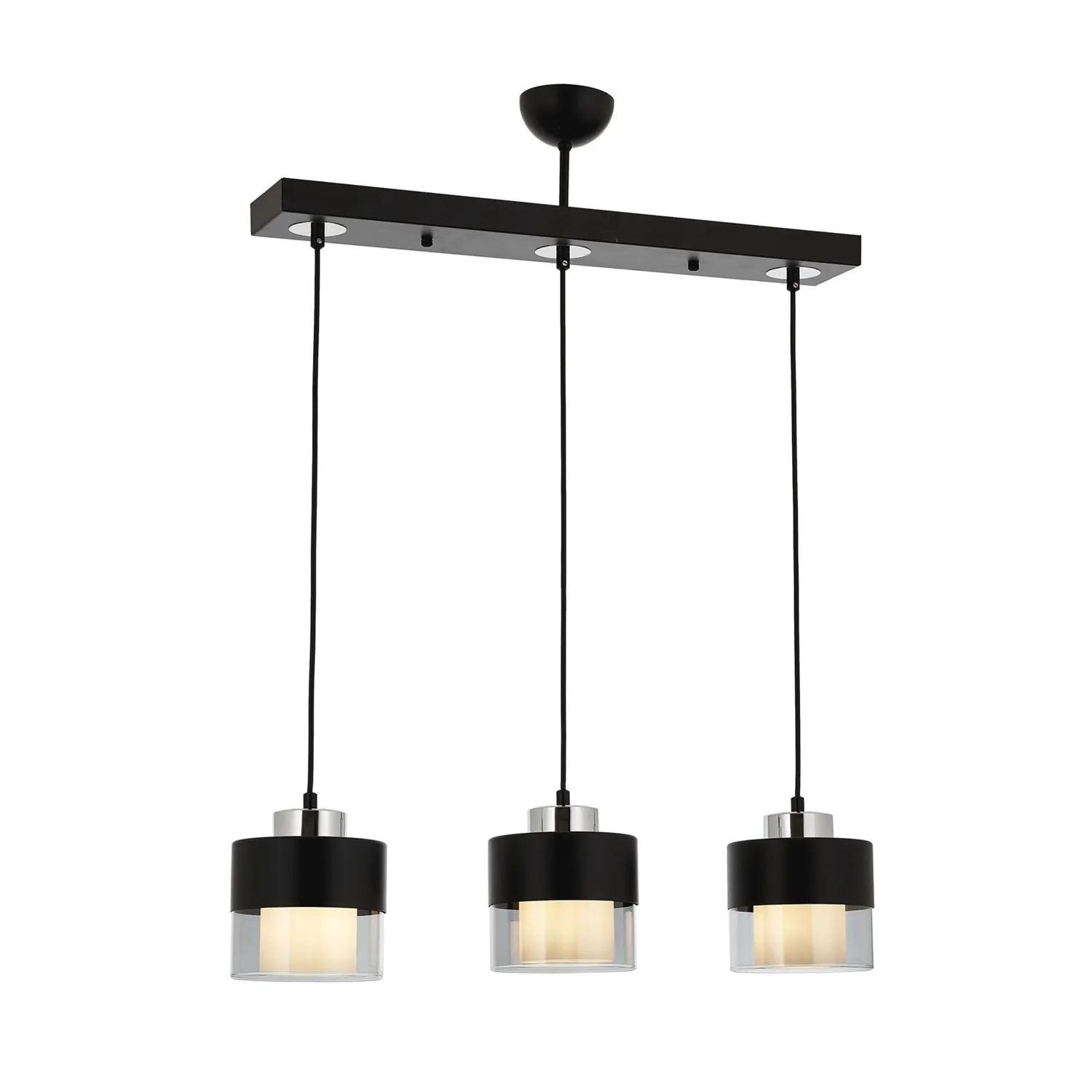 AVONNI AV-60193-3Y-BSY Siyah Boyalı Modern Avize, E27, Metal, Cam, 70x15cm