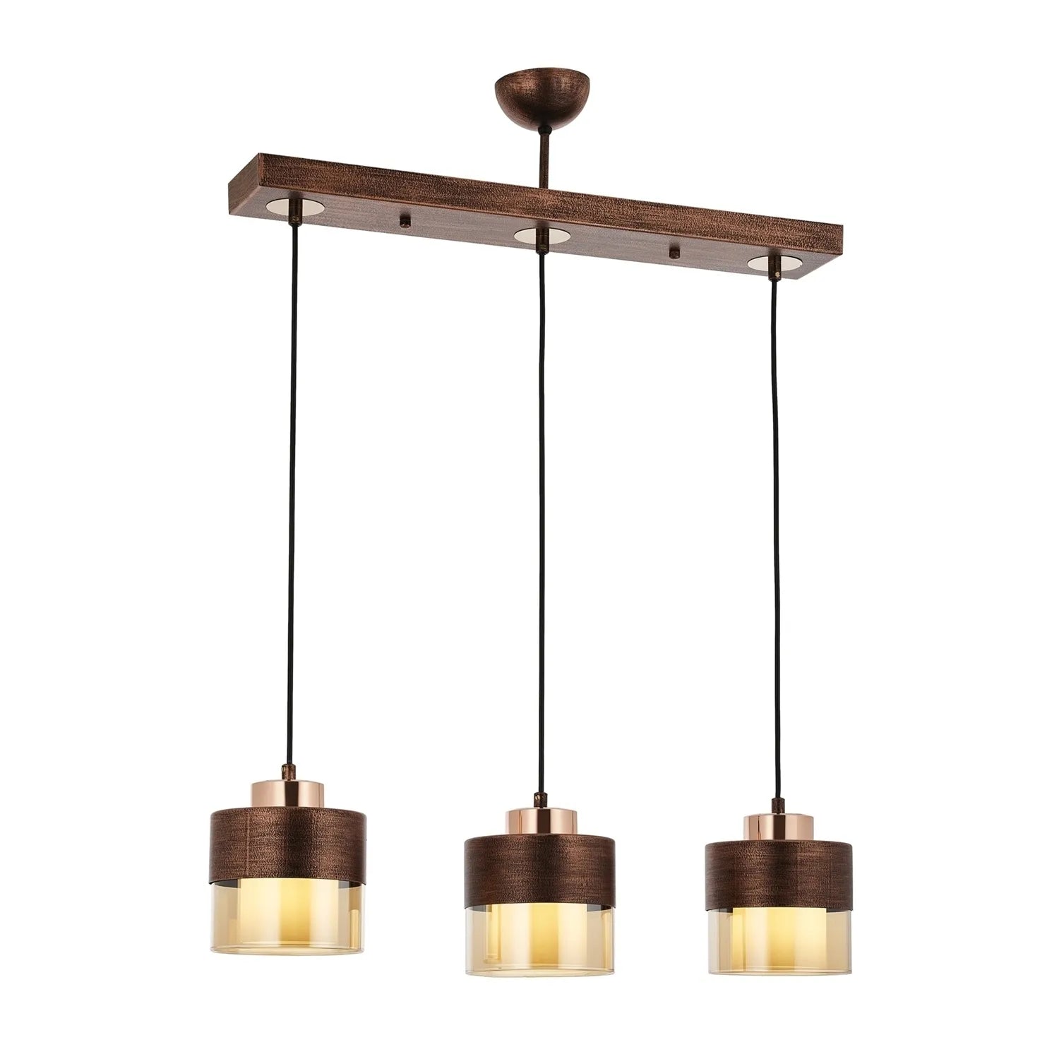 AVONNI AV-60193-3Y-CPR Bakır Patina Boyalı Modern Avize, E27, Metal, Cam, 70x15cm
