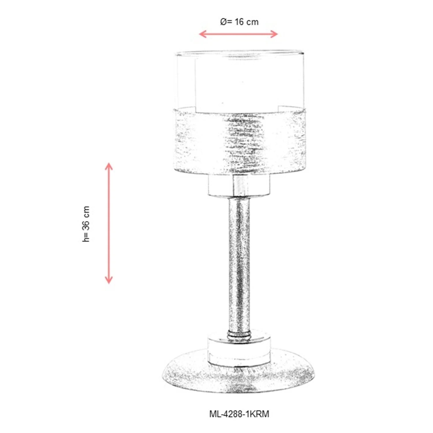 AVONNI ML-60193-1KRM Krem Boyalı Masa Lambası, E27, Metal, Cam, 16cm