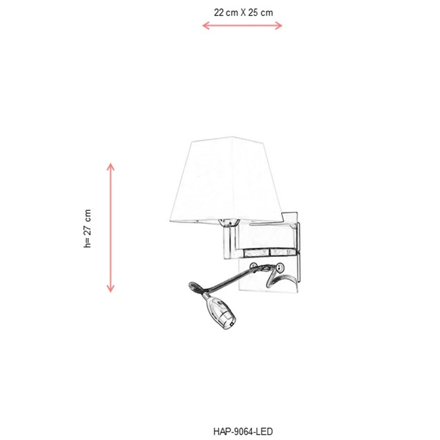 AVONNI HAP-9064-LED Krom Kaplama Aplik, E14, Metal, 22x25cm