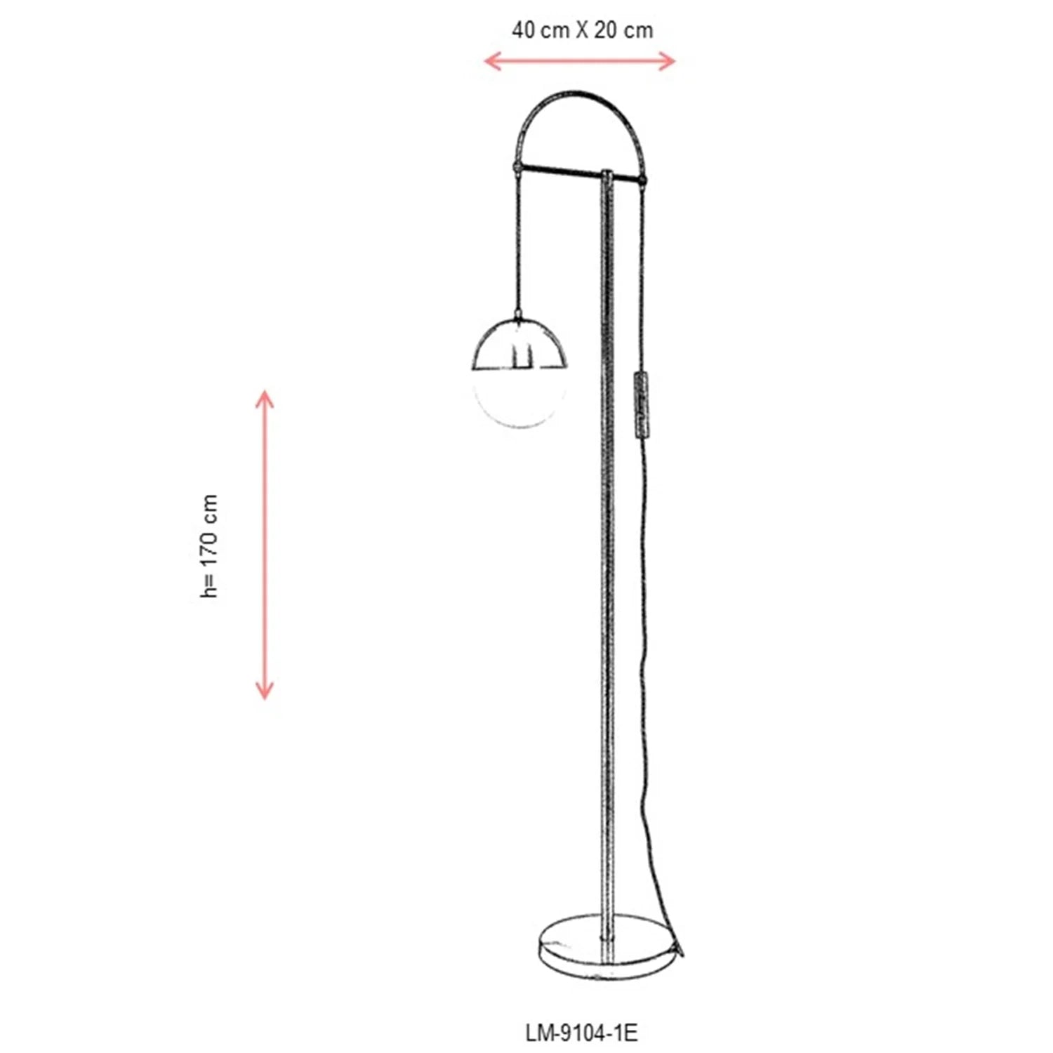 AVONNI LM-9104-1E Eskitme Kaplama Lambader, E27, Metal, Cam, 40x20cm