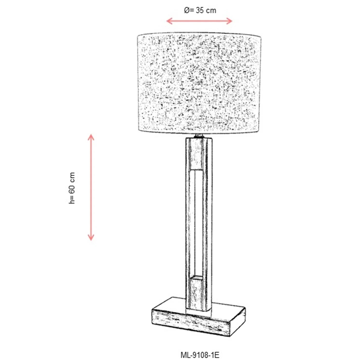 AVONNI ML-9108-1E Eskitme Kaplama Masa Lambası, E27, Metal, 35cm