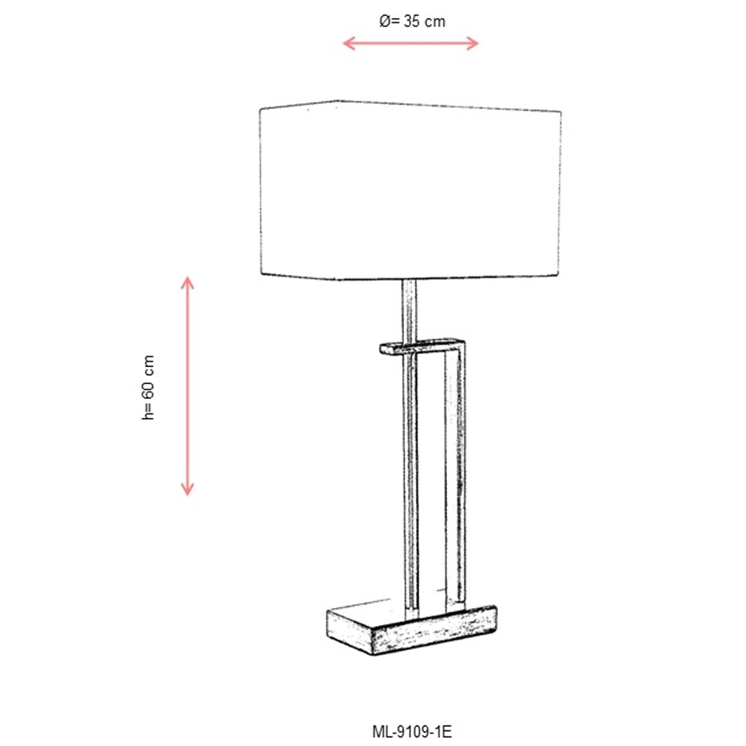 AVONNI ML-9109-1E Eskitme Kaplama Masa Lambası, E27, Metal, 35cm