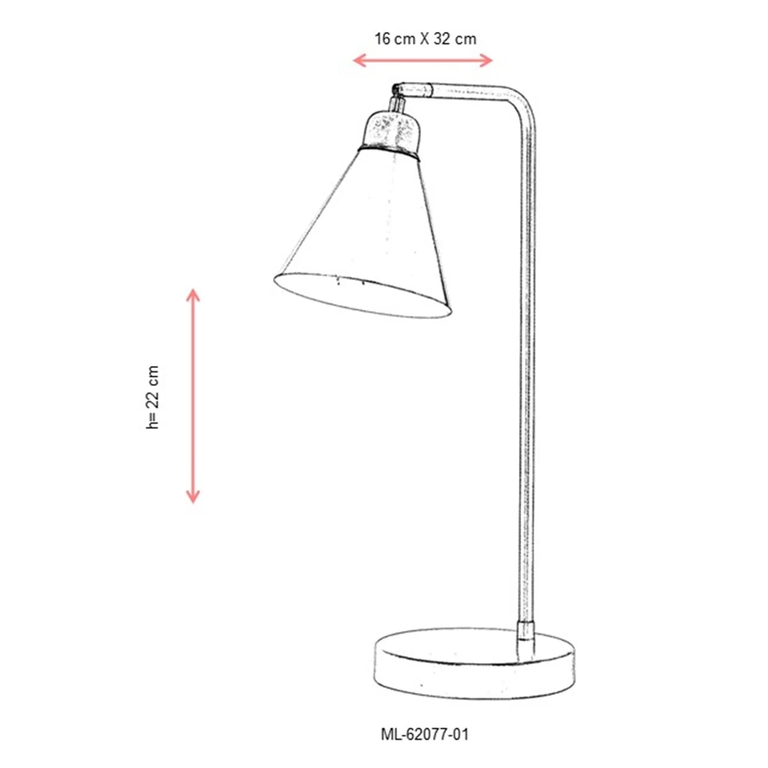 AVONNI ML-62077-01 Eskitme Kaplama Masa Lambası, E27, Metal, 32x16cm