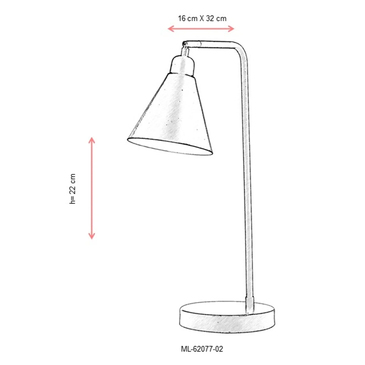 AVONNI ML-62077-02 Siyah Boyalı Masa Lambası, E27, Metal, 32x16cm